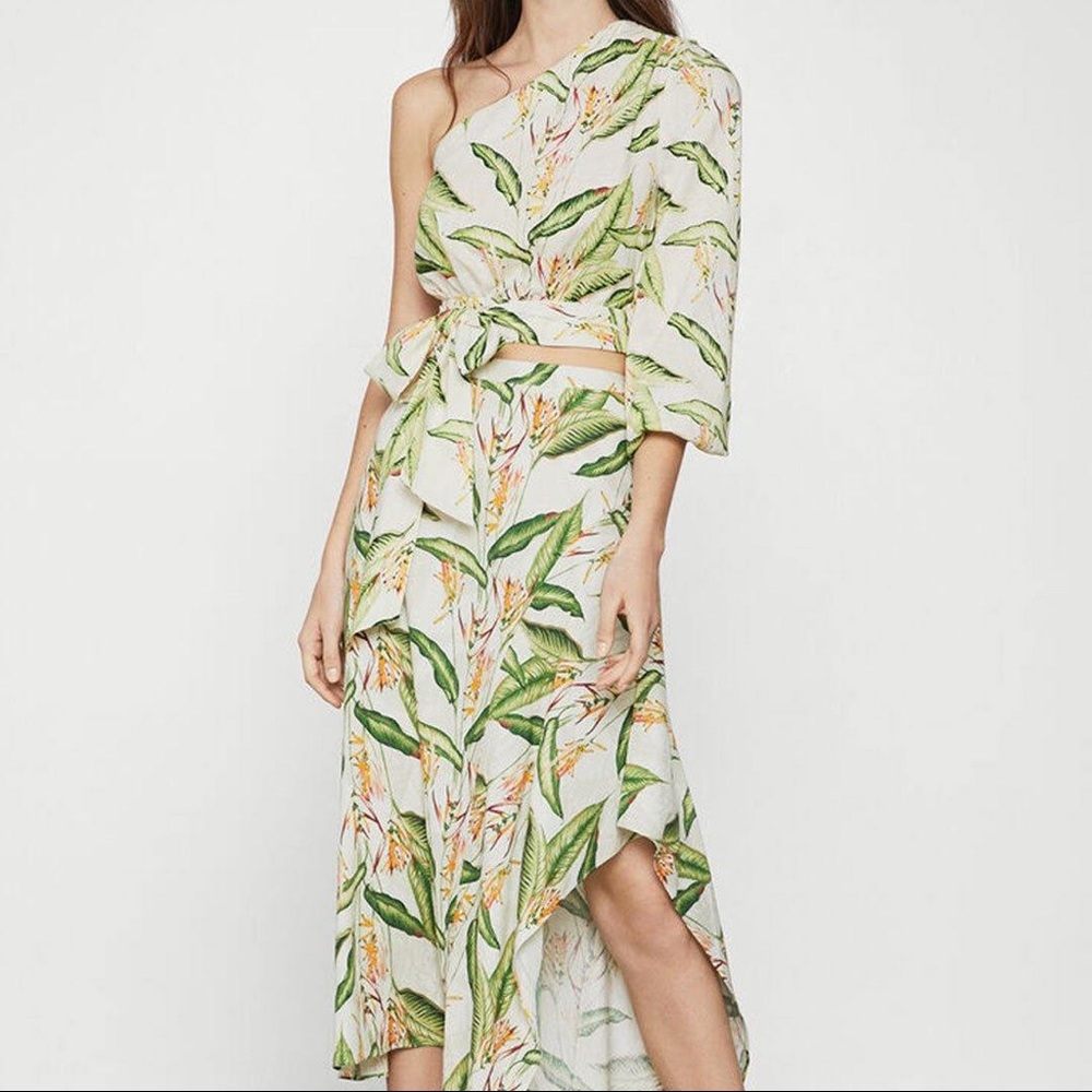 Hurry! 🔥BCBGMaxAzria Asymmetric Tropical Tied Blouse BNWT! 🔥🔥🔥